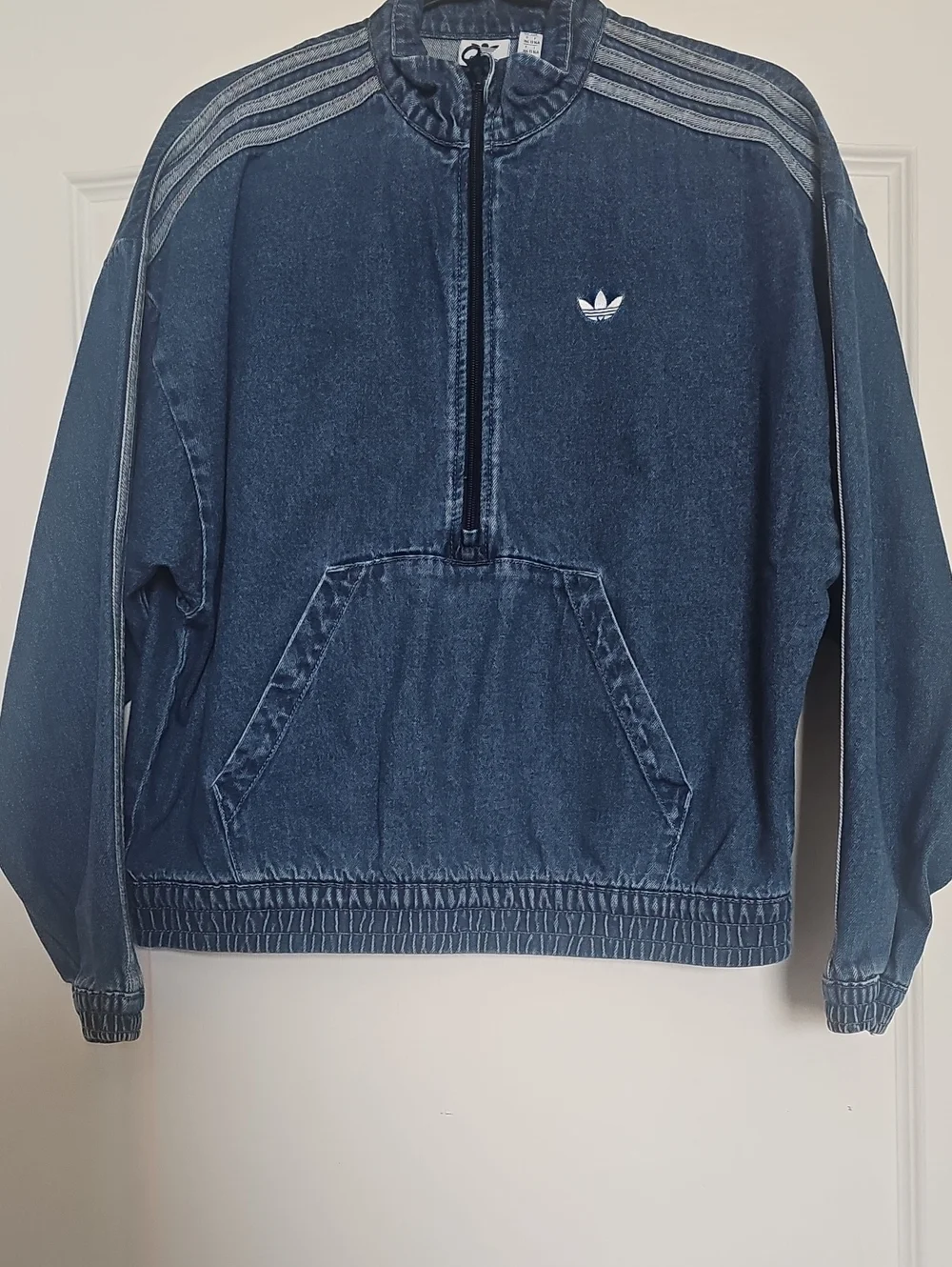 adidas Indigo Denim-Look Track Jacket and Pants Set